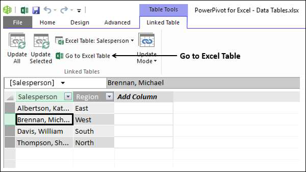 Ir a la hoja de cálculo de Excel